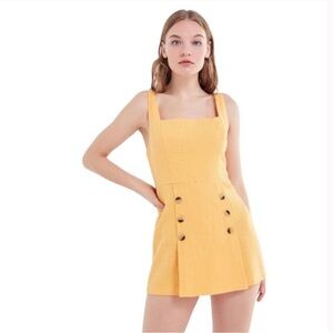 Urban Outfitters Dalila Square Neck Yellow Romper